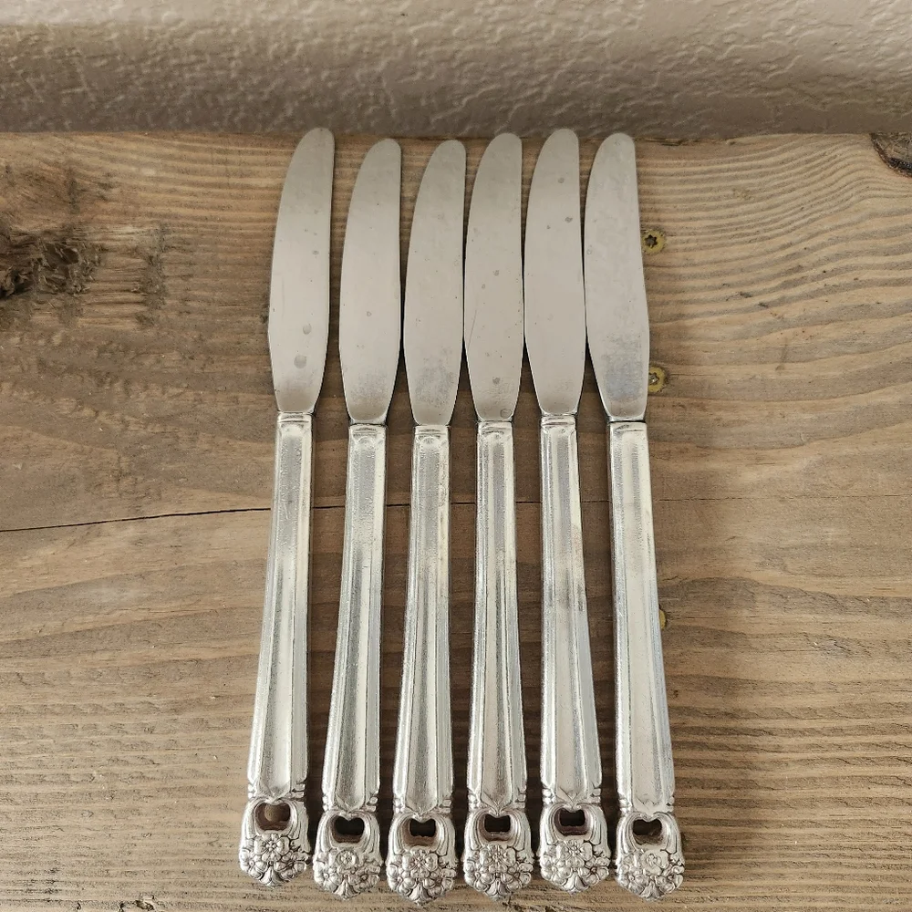 Vintage Rogers Elegant Silver Plated Stainless Butter Knives Set of 6